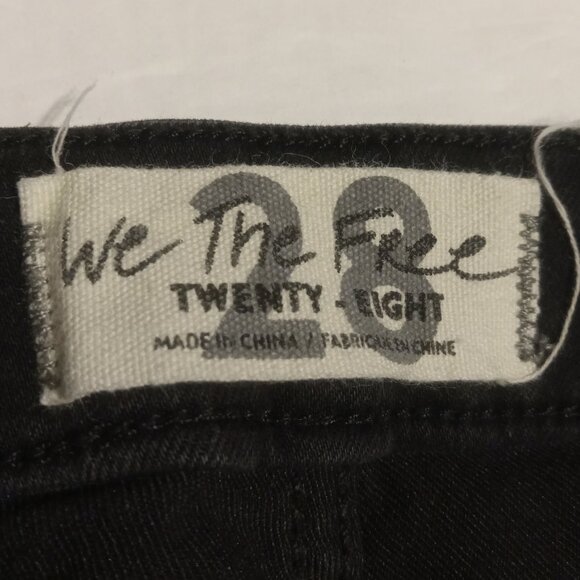 Free People Youthquake Flare Stretch Cropped Raw Hem Jeans Black Sz 28 OB1387532 - Picture 6 of 8